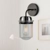 1-Light Wall Lamp with Clear Glass Shade, Modern Wall Sconce, Industrial Indoor Wall Light Fixture for Bathroom Living Room Bedroom Over Kitchen Sink