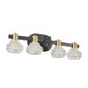 Vintage 4-Light Wall Sconce with Clear Crystal Shades, Black Iron Finish Vanity Light Fixture for Bathroom or Hallway (No Bulbs)