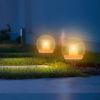 2Pcs Solar Floating Pool Lights Solar Flame Stake Lights IP67 Waterproof Outdoor Globe Ball Lights With 3 Lighting Colors Modes For Pool Garden Patio