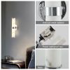 Resin Imitation Marble and Chrome Wall Sconce, Set of 2,Modern Vertical Light Fixture for Bathrooms, Hallways, and Bedrooms (Only Indoor)