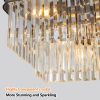 Chandeliers,Rectangular Crystal Chandelier Adjustable,E12 Modern Industrial Crystal Lights