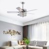 52'' Crystal Shade Ceiling Fan Lamp With Remote Control 3 Speed (High, Mid, Low) , 5 Reversible Blades for Living Room, Dining Room, Bedroom