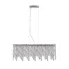 Silver Elegant Oval Crystal Chandelier, Modern Ceiling Light Fixture with Reflective Hanging Crystals for Dining Room, Living Room