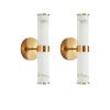 Golden and Elegant Resin Wall Sconce,Set of 2,Modern Vertical Light Fixture for Bathrooms, Hallways, and Bedrooms (Only Inoor)