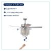 52'' Classical Crystal Ceiling Fan Lamp 3 Speed Hand Pull Chain (High, Mid, Low), 5 Reversible Blades for Living Room, Dining Room, Bedroom