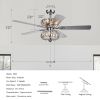 52 Inch Crystal Chandelier Fan Dual Finish Reversible Blades,Dual Shade Fandelier for Living Room, Dining Room, Bedroom, Family Room