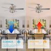 52 Inch Crystal Chandelier Fan Dual Finish Reversible Blades,Dual Shade Fandelier for Living Room, Dining Room, Bedroom, Family Room