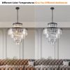 Black Luxury Crystal Chandelier Modern Chandeliers Lights Fixture Hanging Pendant Light Fixture for Dining Room Bedroom Living Room Dia 23.6 Inch-Blac