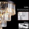 Black Luxury Crystal Chandelier Modern Chandeliers Lights Fixture Hanging Pendant Light Fixture for Dining Room Bedroom Living Room Dia 23.6 Inch-Blac
