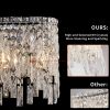 Silver Elegant Oval Crystal Chandelier, Modern Ceiling Light Fixture with Reflective Hanging Crystals for Dining Room, Living Room
