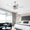 52'' Crystal Shade Ceiling Fan Lamp With Remote Control 3 Speed (High, Mid, Low) , 5 Reversible Blades for Living Room, Dining Room, Bedroom