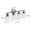 Modern 4-Light Vanity Wall Sconce, Brushed Nickel Finish with Frosted Glass Shades for Bathroom or Hallway Lighting (No Bulbs)