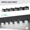 Modern 6-Light Matte Black LED Vanity Light Fixture with Crystal Glass Shades, Bathroom Wall Sconce for Elegant and Contemporary Home Decor