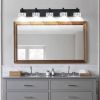 Modern 5-Light Matte Black LED Vanity Light Fixture with Crystal Glass Shades, Bathroom Wall Sconce for Elegant and Contemporary Home Decor