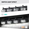 Modern 4-Light Matte Black LED Vanity Light Fixture with Crystal Glass Shades, Bathroom Wall Sconce for Elegant and Contemporary Home Decor