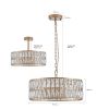 Modern Crystal Drum Chandelier, 6-Light Pendant Lighting Fixture with Golden Metal Frame for Living Room, Dining Room