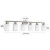 Modern 6-Light Vanity Wall Sconce, Brushed Nickel Finish with Frosted Glass Shades for Bathroom or Hallway Lighting (No Bulbs)