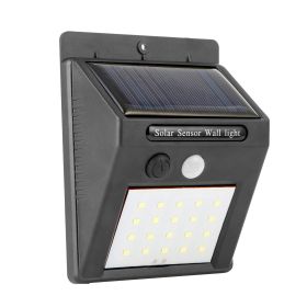 1Pc Solar Light 20 LEDs Outdoor PIR Motion Sensor Lights IP65 Waterproof 120 Degree Sensing Wide Angle Lighting For Garage Front Door Garden Path (Color: Black)